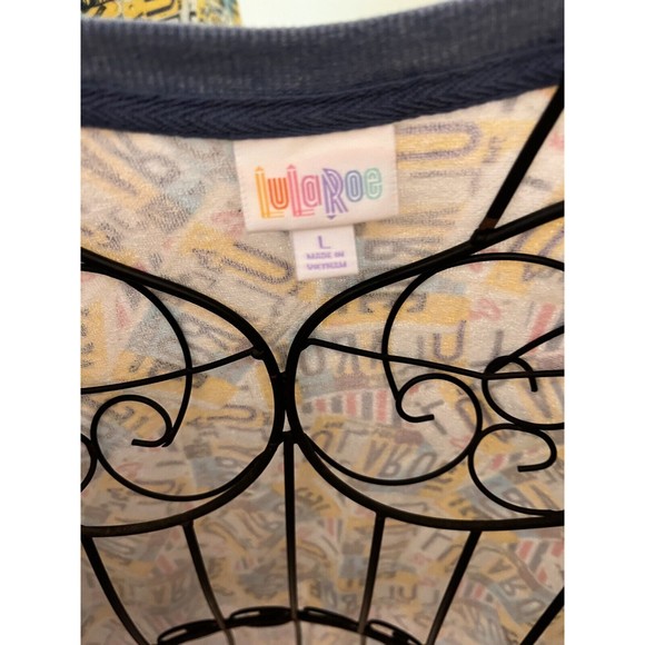 Lularoe Jane Short Sleeve Sweatshirt, License Plates Logo, Large NWT - Picture 4 of 6